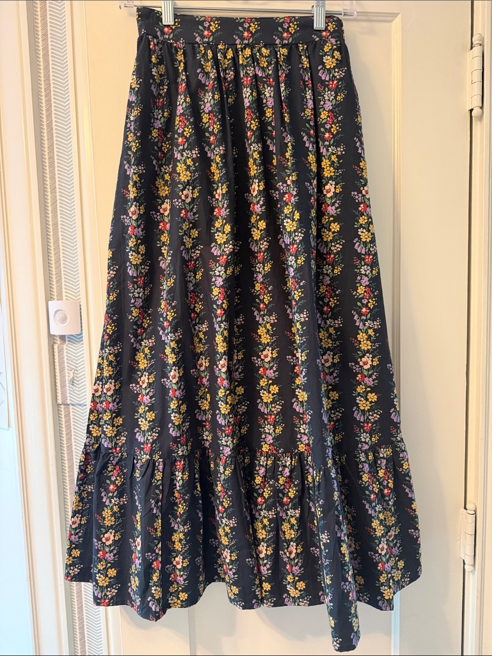 Pink City Prints Floral Maxi Skirt in Black and Yellow